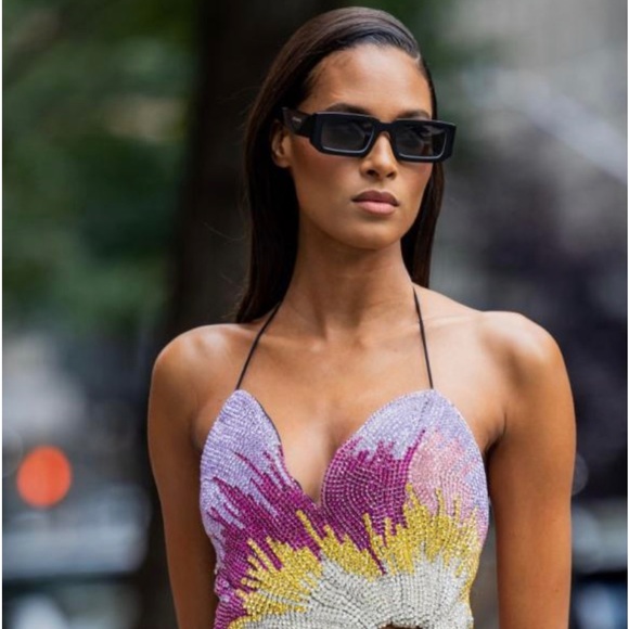 Authentic- New - Prada Eyewear PR 06YS rectangle frame sunglasses - Picture 1 of 17